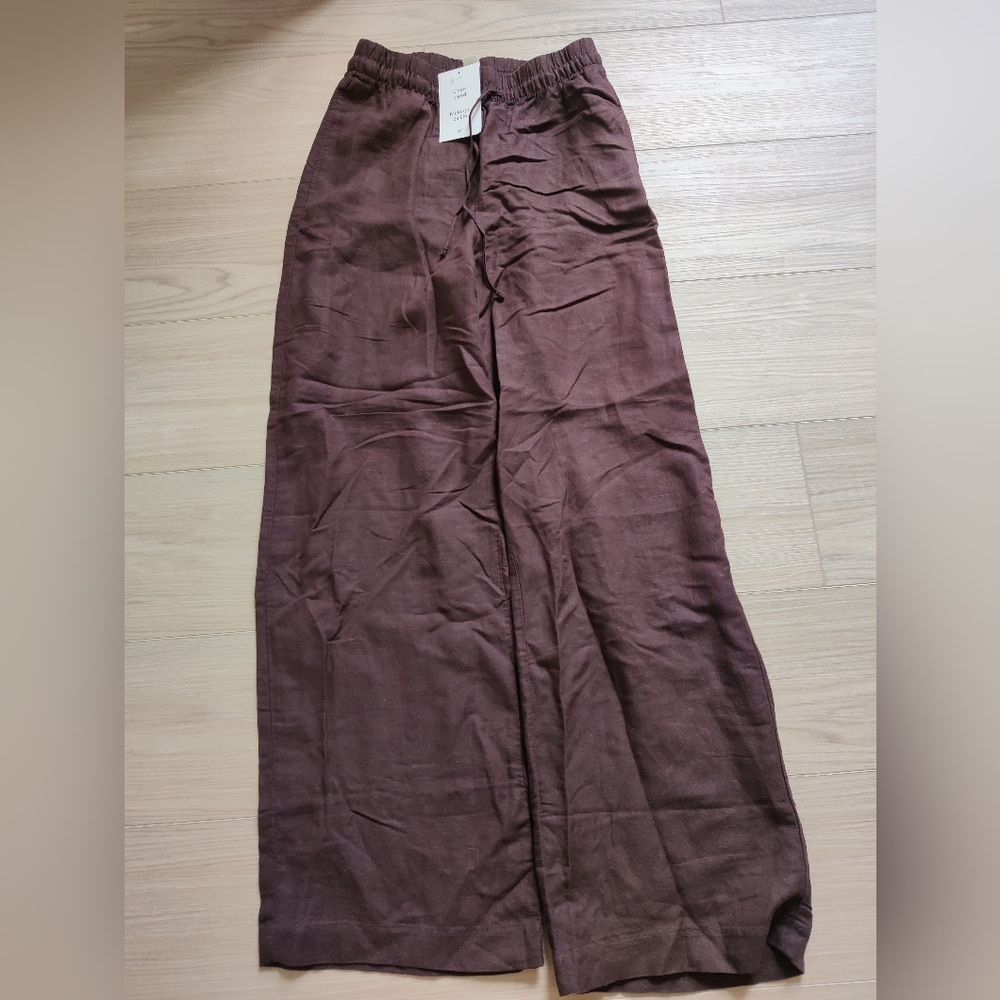 H&M Linen Blend Trousers in brown